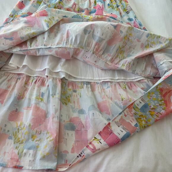 Avara Pinch Isa Santorini Greek Maxi Pastel Patterned Preppy Dress, Size Large - Picture 10 of 12